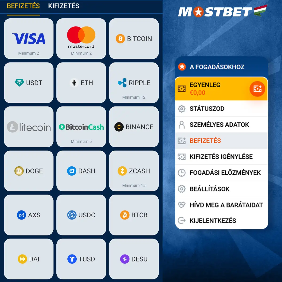 Hogyan lehet befizetni a Mostbet Hungary-nél?