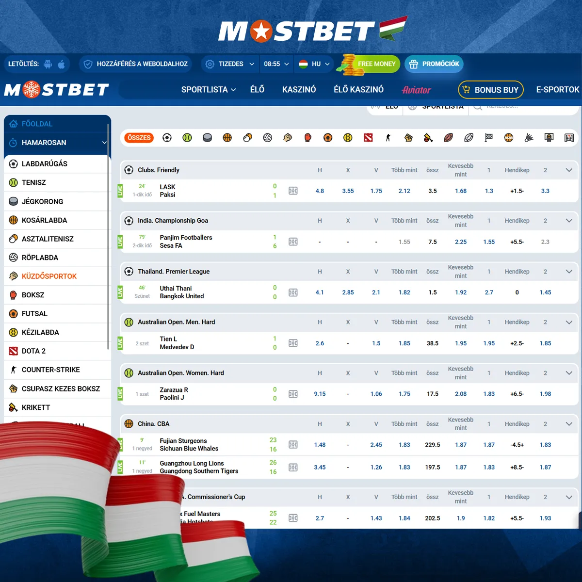 Fogadás minden sportágra a Mostbet Hungary-nél